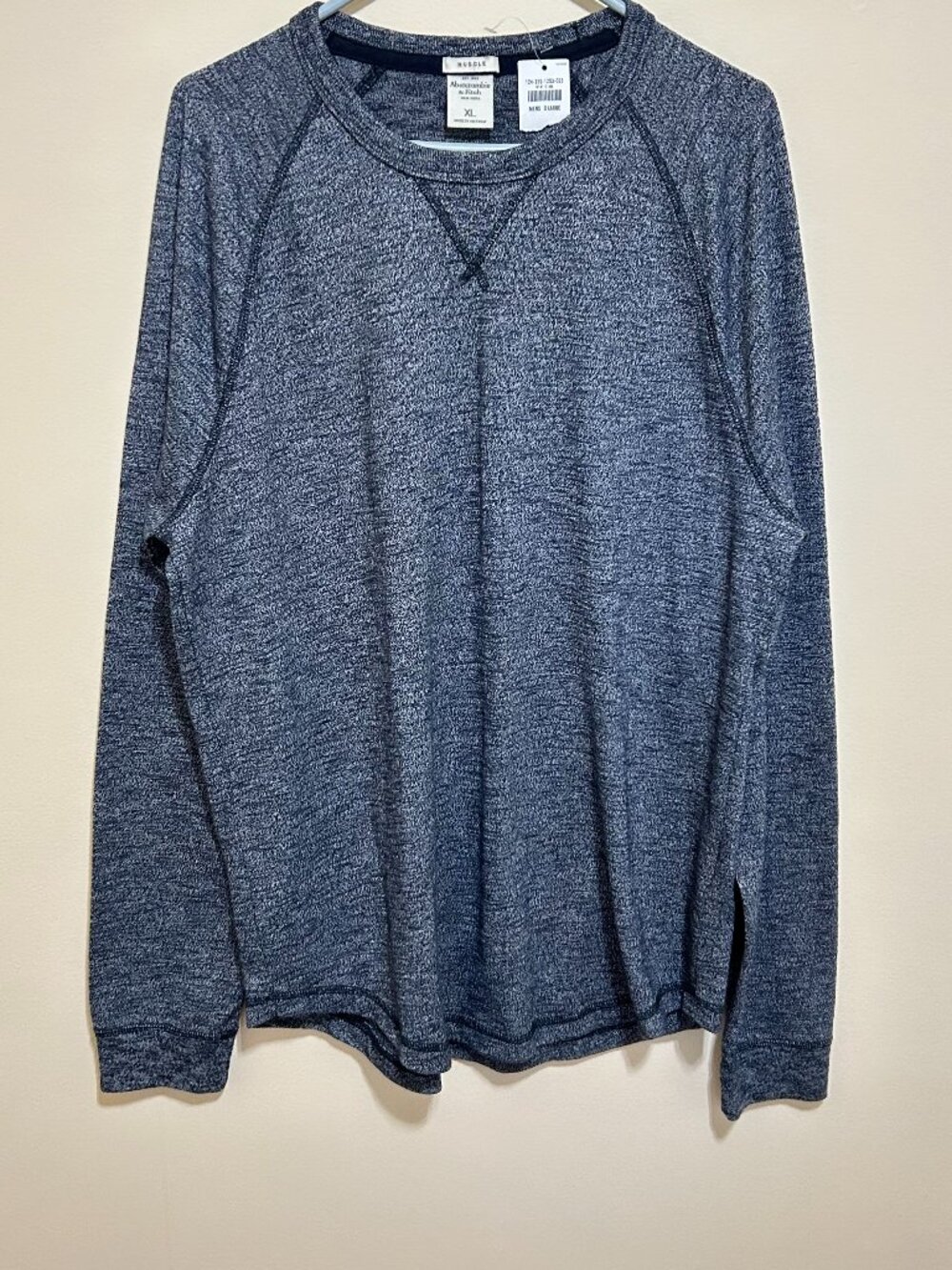 NWT Abercrombie & Fitch Long Sleeve Pullover Sweater Heathered Blue Mens Size XL